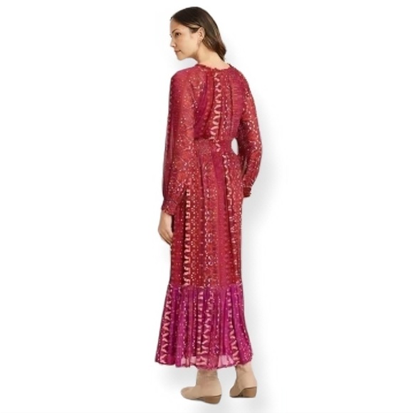 Women's - Knox Rose Deep Hibiscus Long
Sleeve Maxi Dress Smocked Mesh Dress new - Picture 7 of 8